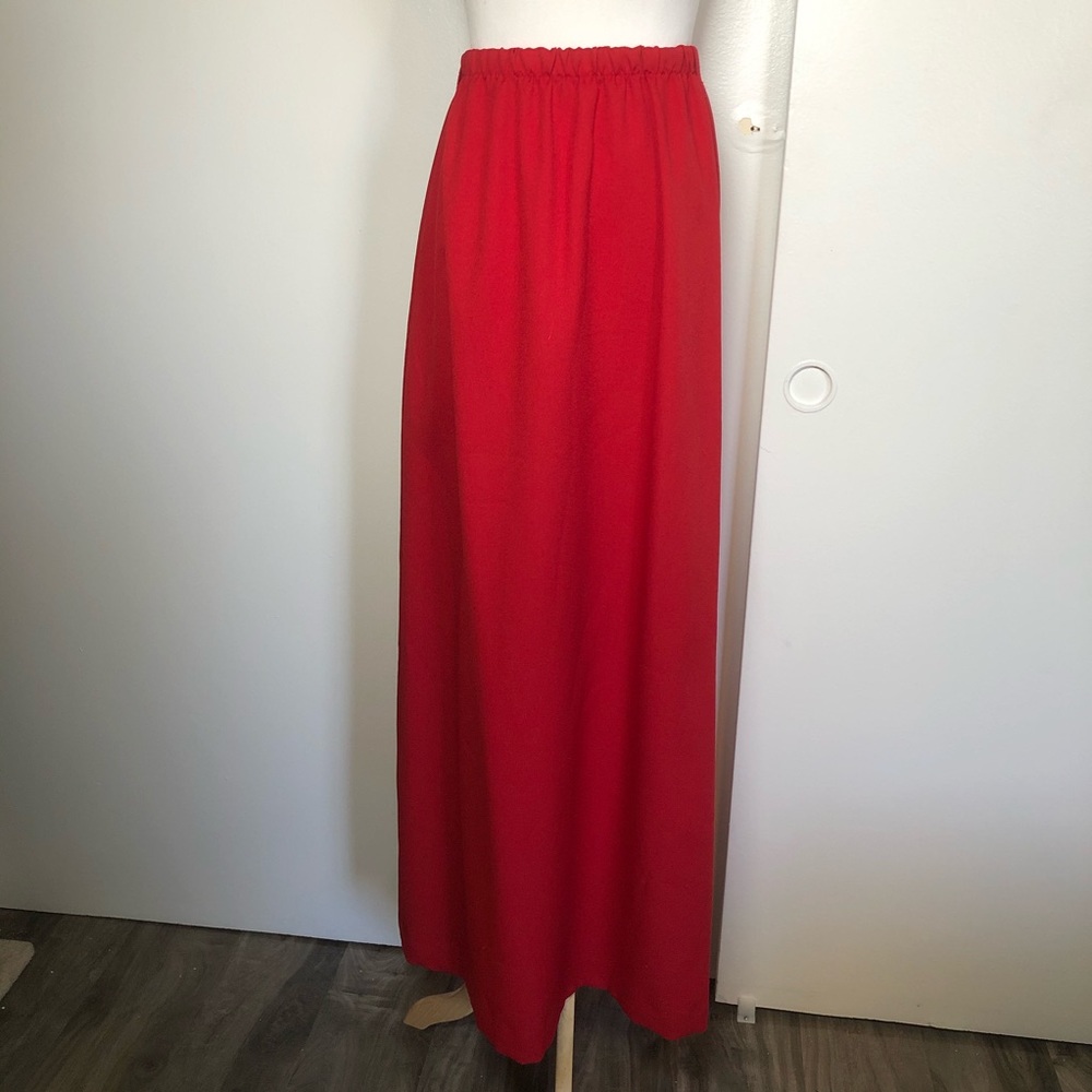 Red maxi skirt adjustable waist